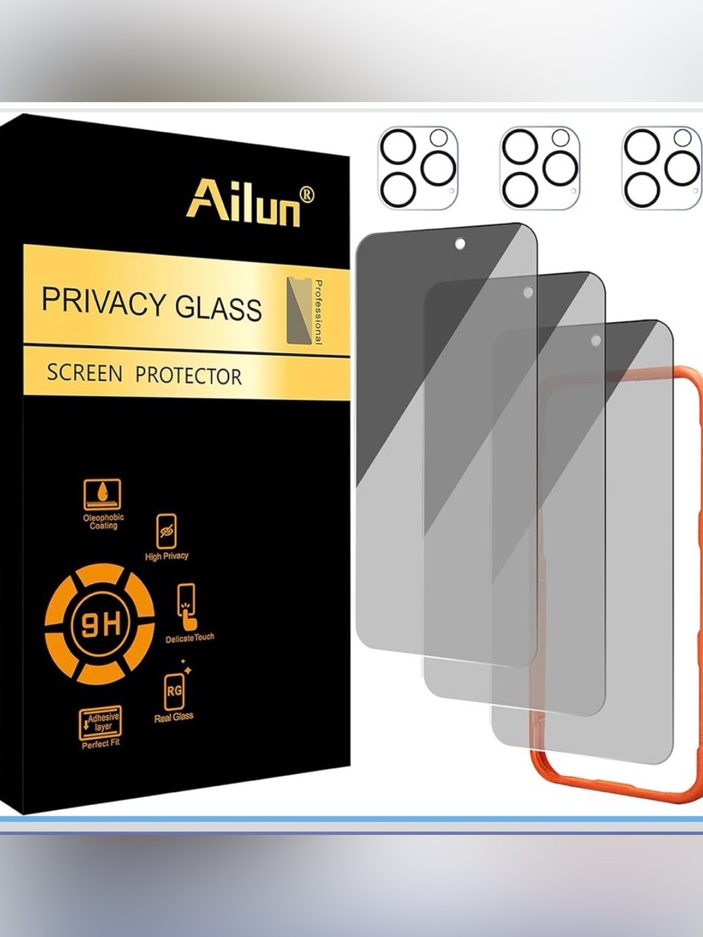 Ailun Black and Gold Privacy Glass Screen Protector
